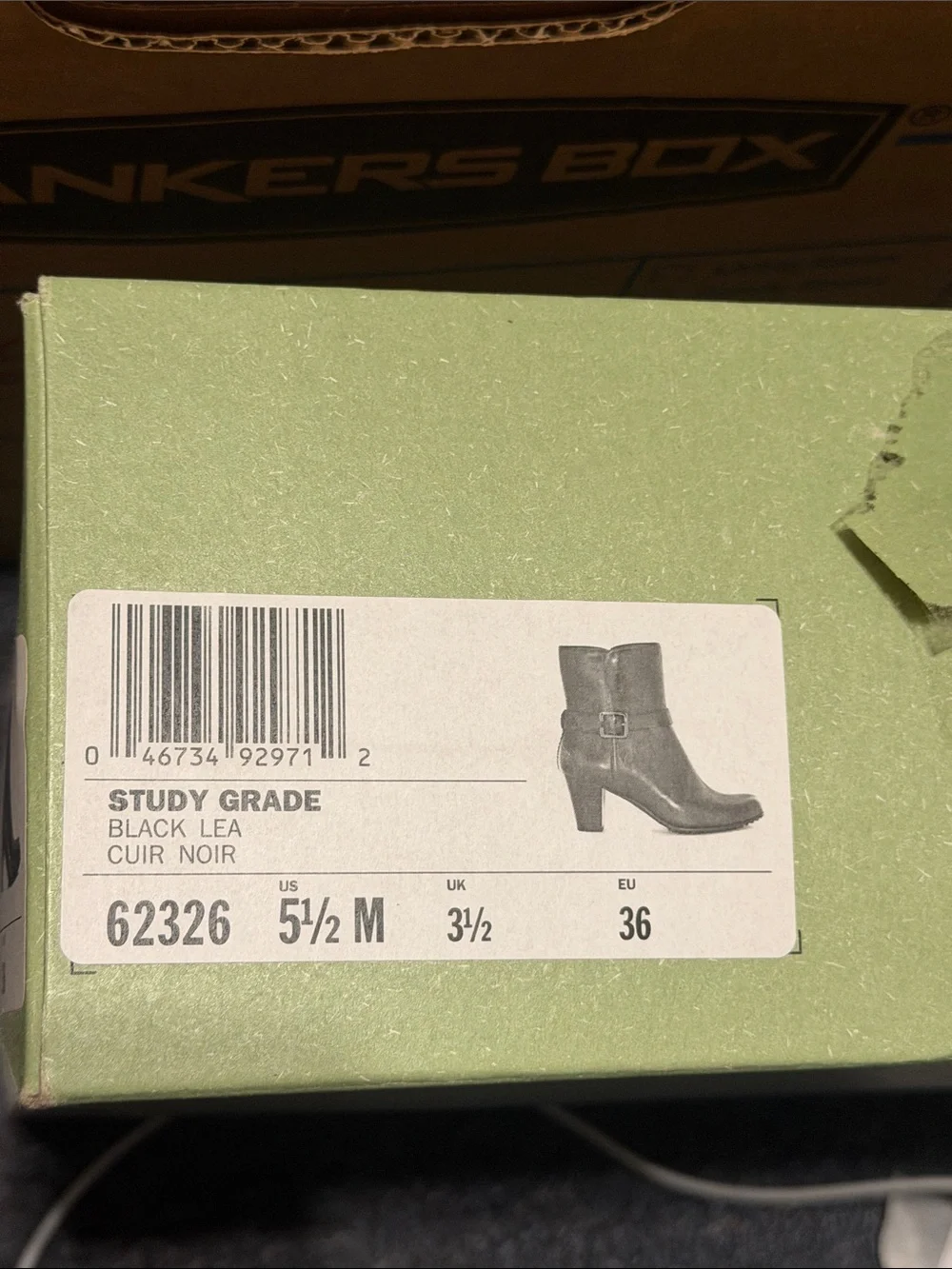 Clarks Black Leather Mid-Heel Ankle Booties with Buckle